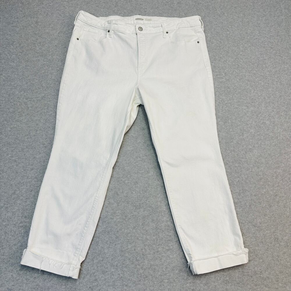 Old Navy Jeans WMNS 20 White Calla Lily High Rise Power Straight Stretch Cuffed